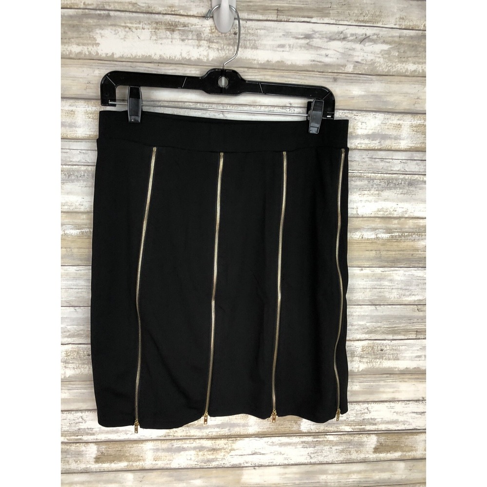 TOV Los Angeles Womens Black Gold Zipper Skirt UK 44, US 14 - Picture 3 of 5